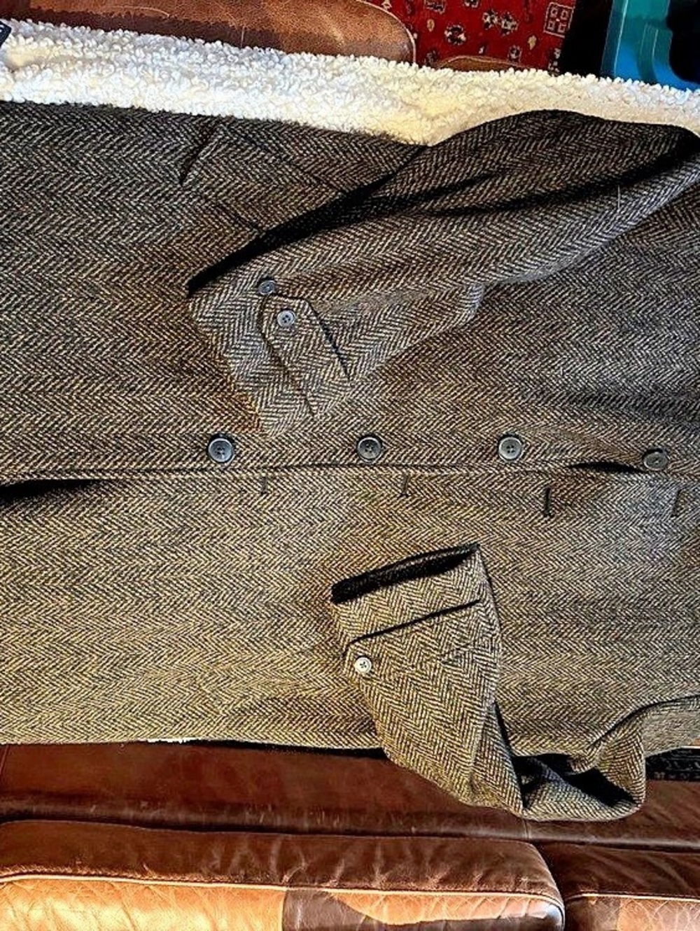 Brown Wool Blend Pea Coat